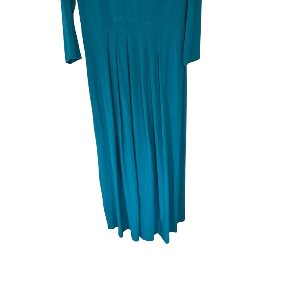 Chadwicks Maxi‎ Dress Blue Pleated Round Neck Long Sleeve Cottagecore Large